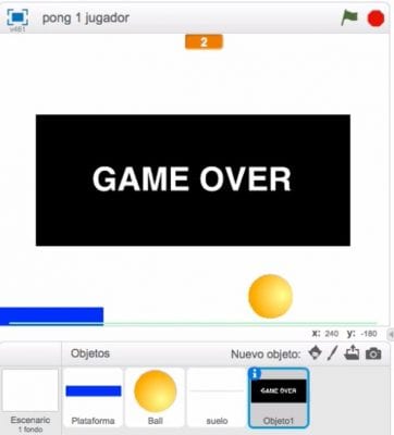 Game Over Pong en Scratch